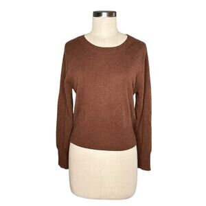 J. CREW Brown Cropped Fit Cashmere Knit Pullover Sweater Jumper Women's Size M